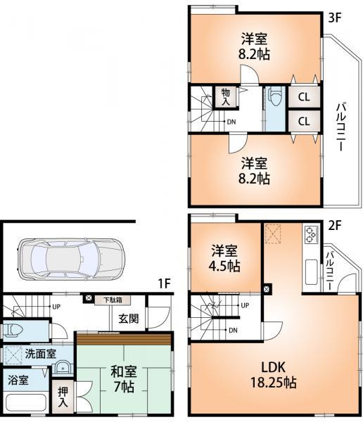 Floor plan. 29,800,000 yen, 4LDK, Land area 57.77 sq m , Building area 120.05 sq m property Floor Plan