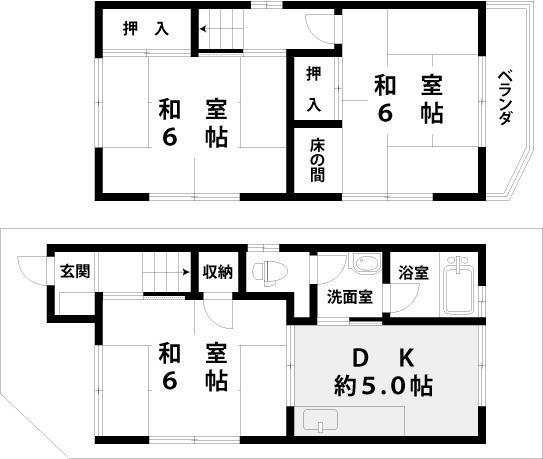 Floor plan. 6.9 million yen, 3DK, Land area 48.39 sq m , Building area 51.87 sq m