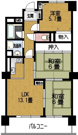 Floor plan. 3LDK, Price 9.9 million yen, Occupied area 62.94 sq m , Balcony area 11.16 sq m