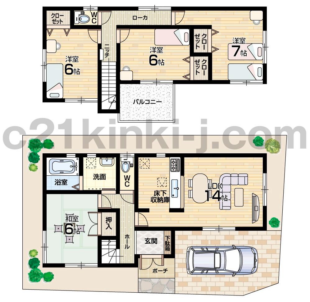 Floor plan. (No. 3 locations), Price 22,800,000 yen, 4LDK, Land area 89.39 sq m , Building area 92.34 sq m