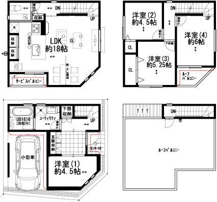 Floor plan. 26,800,000 yen, 4LDK, Land area 47.37 sq m , Building area 92.13 sq m