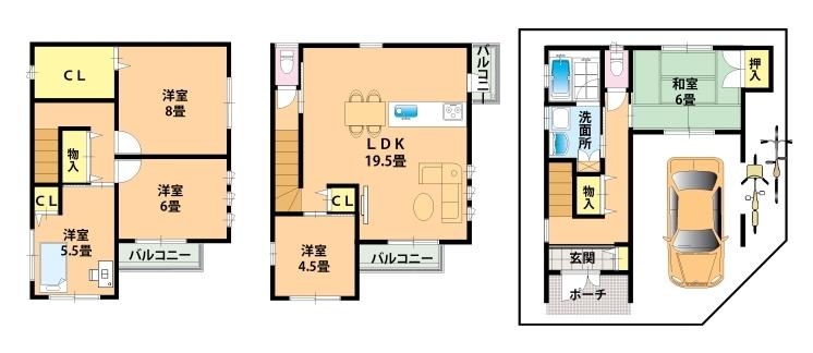 Floor plan. 33,800,000 yen, 4LDK, Land area 76.62 sq m , Building area 100 sq m