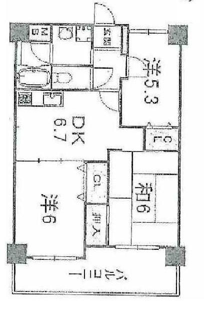 Floor plan. 3DK, Price 17 million yen, Occupied area 54.34 sq m , Balcony area 8.01 sq m