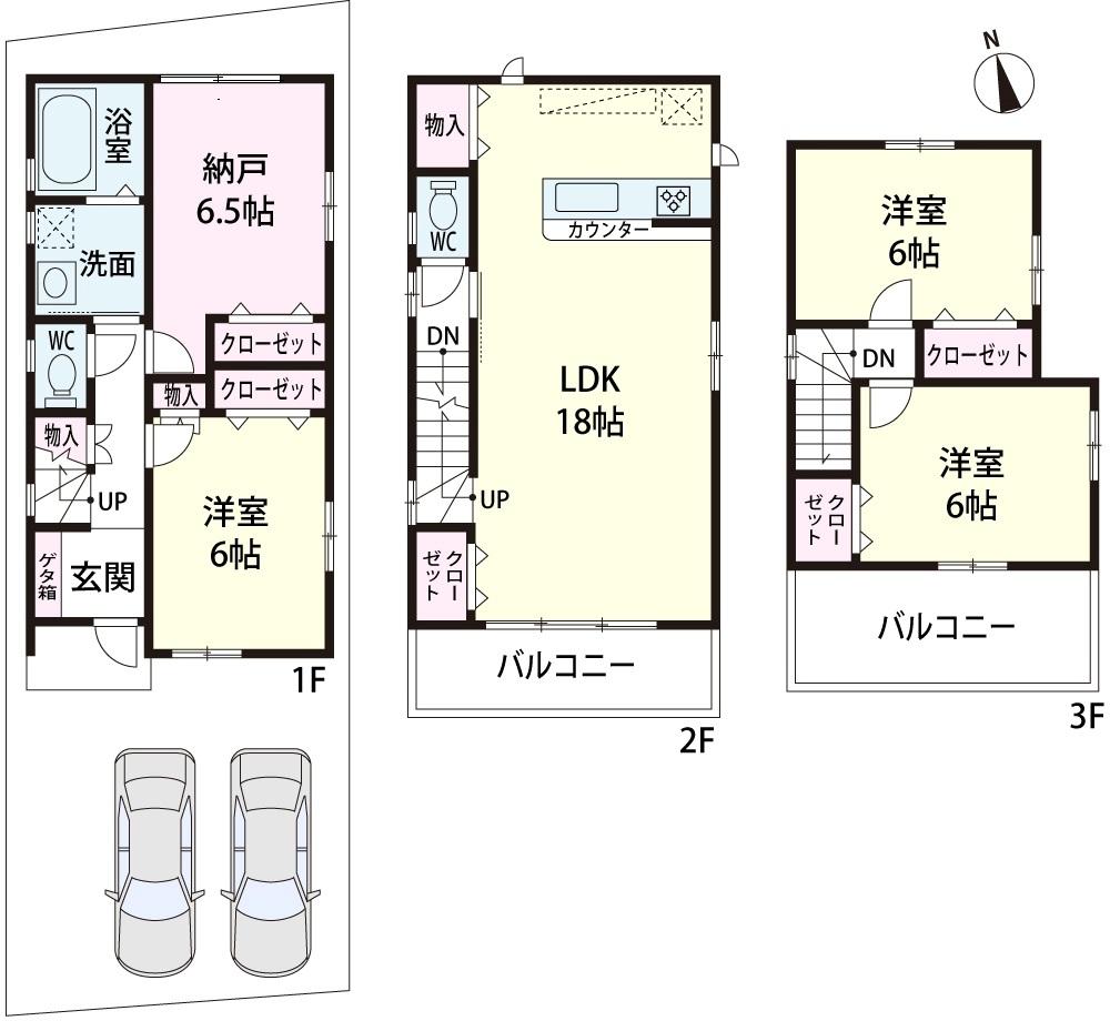Floor plan. (No. 3 locations), Price 33,800,000 yen, 4LDK, Land area 75.93 sq m , Building area 99.22 sq m