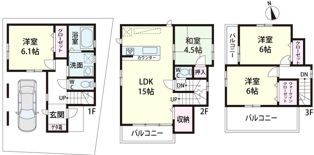Floor plan. (No. 2 locations), Price 31,800,000 yen, 4LDK, Land area 61.06 sq m , Building area 102.72 sq m