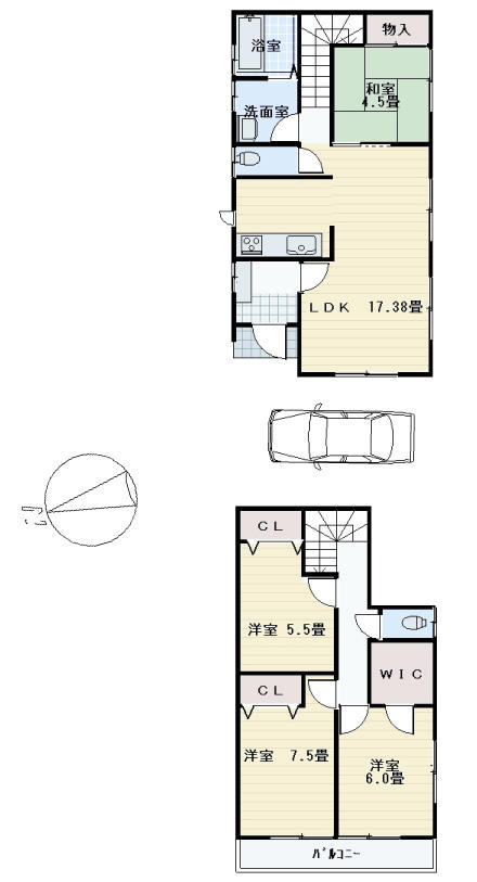 Floor plan. (4 Building), Price 21,800,000 yen, 4LDK, Land area 96.9 sq m , Building area 96.88 sq m