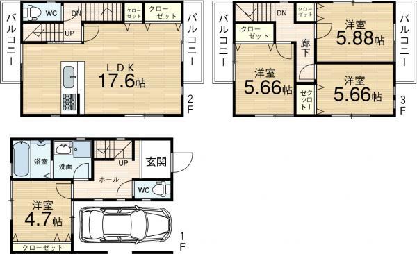 Floor plan. 33,800,000 yen, 4LDK, Land area 71.5 sq m , Building area 113.4 sq m