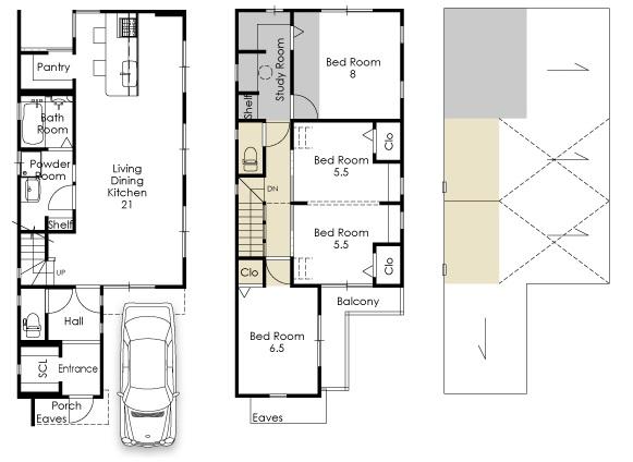 Floor plan. (No. 6 locations), Price 34,800,000 yen, 4LDK, Land area 91.09 sq m , Building area 106.87 sq m