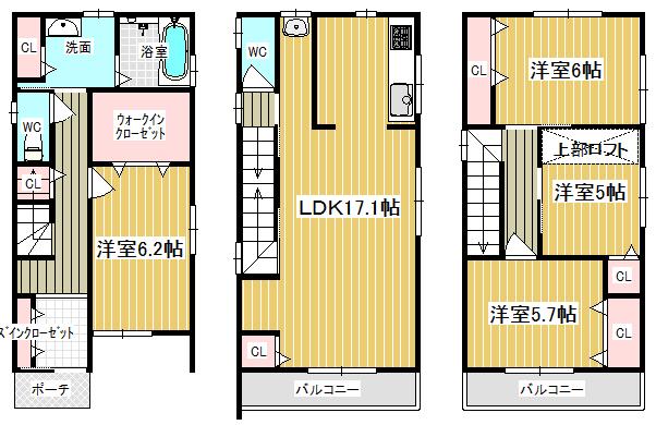 Floor plan. (B No. land), Price 31,800,000 yen, 4LDK, Land area 67.3 sq m , Building area 113.13 sq m