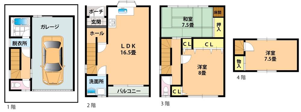 Floor plan. 18.5 million yen, 3LDK, Land area 46.28 sq m , Building area 106.97 sq m