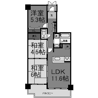 Floor plan. 3LDK, Price 8.5 million yen, Footprint 59.5 sq m , Balcony area 9.54 sq m floor plan