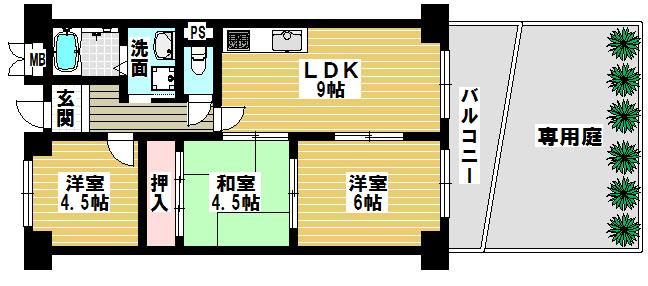 Floor plan. 3LDK, Price 9.8 million yen, Occupied area 50.76 sq m , Balcony area 7.29 sq m