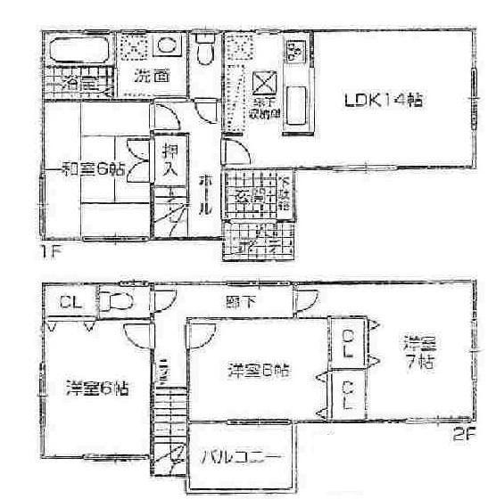 Floor plan. 20.8 million yen, 4LDK, Land area 89.39 sq m , Building area 92.34 sq m