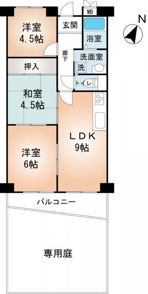 Floor plan. 3LDK, Price 9.8 million yen, Occupied area 50.76 sq m , Balcony area 7.29 sq m kitchen ・ bathroom ・ Wash ・ Water heater ・ Joinery, We had made.