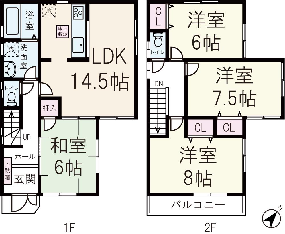 Floor plan. (No. 1 point), Price 22,800,000 yen, 4LDK, Land area 100 sq m , Building area 95.58 sq m