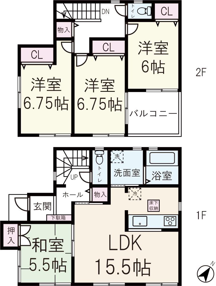 Floor plan. (No. 2 locations), Price 24,800,000 yen, 4LDK, Land area 95.48 sq m , Building area 95.78 sq m