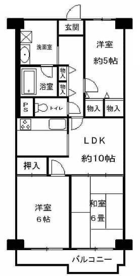 Floor plan. 3LDK, Price 12.9 million yen, Footprint 61.6 sq m , Balcony area 7.45 sq m renovated. You can immediately move. Please check once by all means.