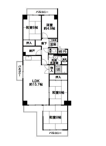 Floor plan. 4LDK, Price 9.1 million yen, Occupied area 89.83 sq m , Balcony area 18.02 sq m
