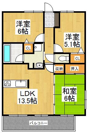 Floor plan. 3LDK, Price 19.9 million yen, Occupied area 66.12 sq m , Balcony area 10.88 sq m