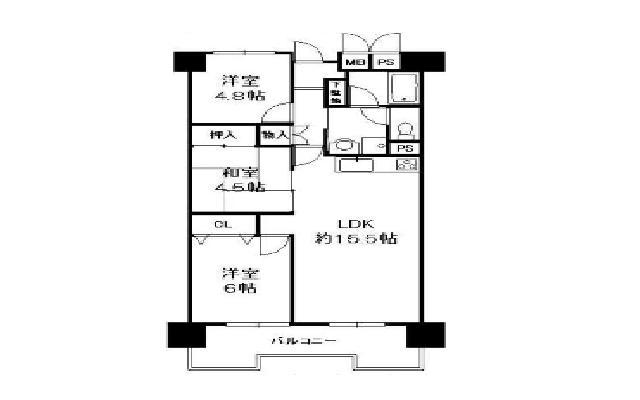 Floor plan. 3LDK, Price 11.8 million yen, Occupied area 65.53 sq m , It will be spacious 3LDK that we become on the balcony area 10.24 sq m floor plan drawings.