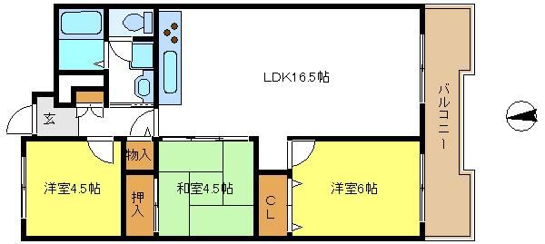 Floor plan. 3LDK, Price 11.8 million yen, Occupied area 65.53 sq m , Change from the balcony area 10.24 sq m Japanese-style Western-style, Has become does not feel old content