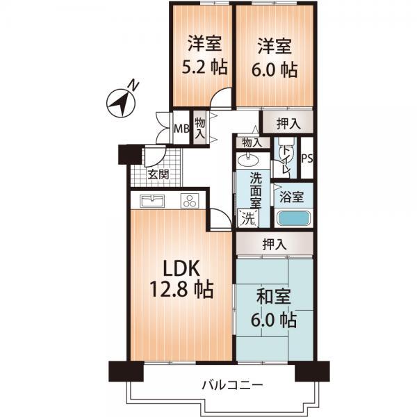 Floor plan. 3LDK, Price 10.9 million yen, Occupied area 76.32 sq m , Balcony area 11.2 sq m highly functional floor plan is GOOD!