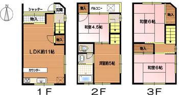 Floor plan. 10.4 million yen, 4LDK, Land area 33.54 sq m , 4LDK of building area 72.42 sq m Japanese-style center Kitchen with counter
