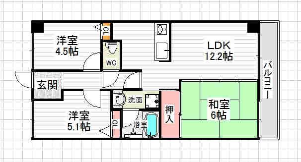 Floor plan. 3LDK, Price 19,800,000 yen, Occupied area 59.92 sq m , Balcony area 7.84 sq m
