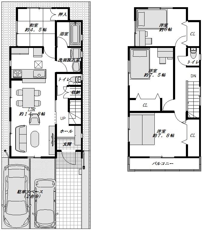 Floor plan. 25,500,000 yen, 4LDK, Land area 95.66 sq m , Building area 97.59 sq m