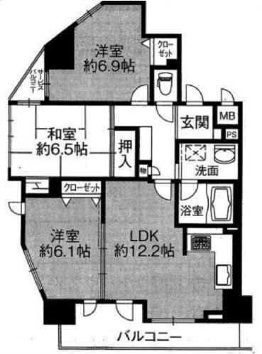 Floor plan. 3LDK, Price 17.8 million yen, Footprint 70.1 sq m , Balcony area 10.18 sq m
