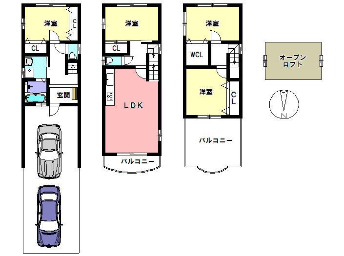 Floor plan. 24,800,000 yen, 4LDK, Land area 82.11 sq m , Building area 122.4 sq m local appearance photo
