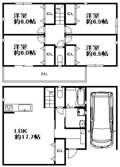 Floor plan. (A No. land), Price 36,800,000 yen, 4LDK, Land area 83.75 sq m , Building area 100 sq m