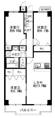 Floor plan. 3LDK, Price 18,800,000 yen, Footprint 72 sq m , Balcony area 8.82 sq m top floor completely renovated! !