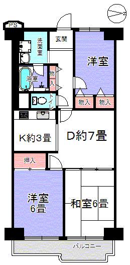 Floor plan. 3LDK, Price 12.9 million yen, Footprint 61.6 sq m , Balcony area 7.45 sq m indoor Rifo - is already arm (September, 25 years)