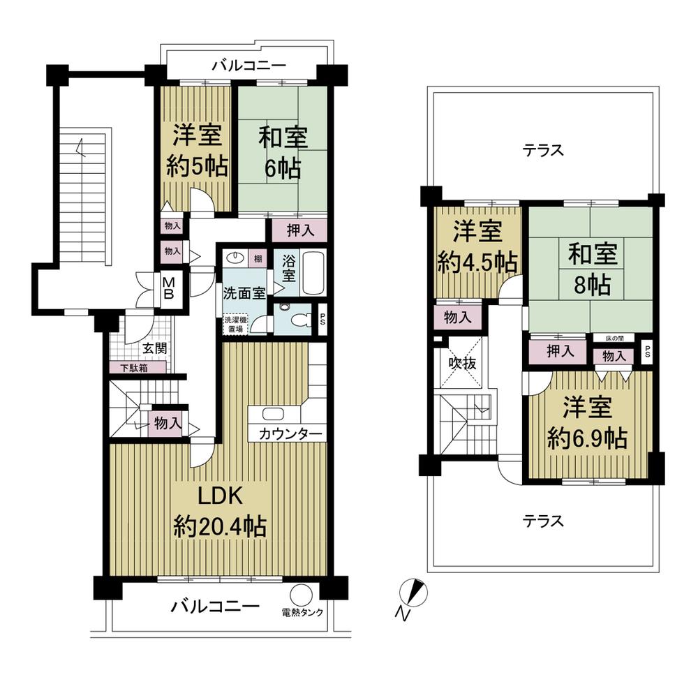 Floor plan. 5LDK, Price 19,800,000 yen, Footprint 117.99 sq m , Balcony area 27.47 sq m