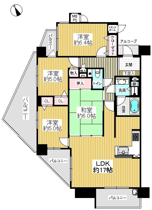 Floor plan. 4LDK, Price 27,800,000 yen, Occupied area 86.42 sq m , Balcony area 23.85 sq m