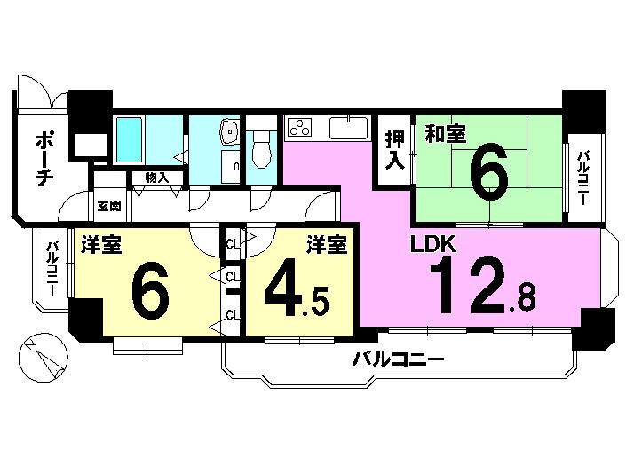 Floor plan. 3LDK, Price 12.7 million yen, Occupied area 67.17 sq m , Balcony area 11.86 sq m