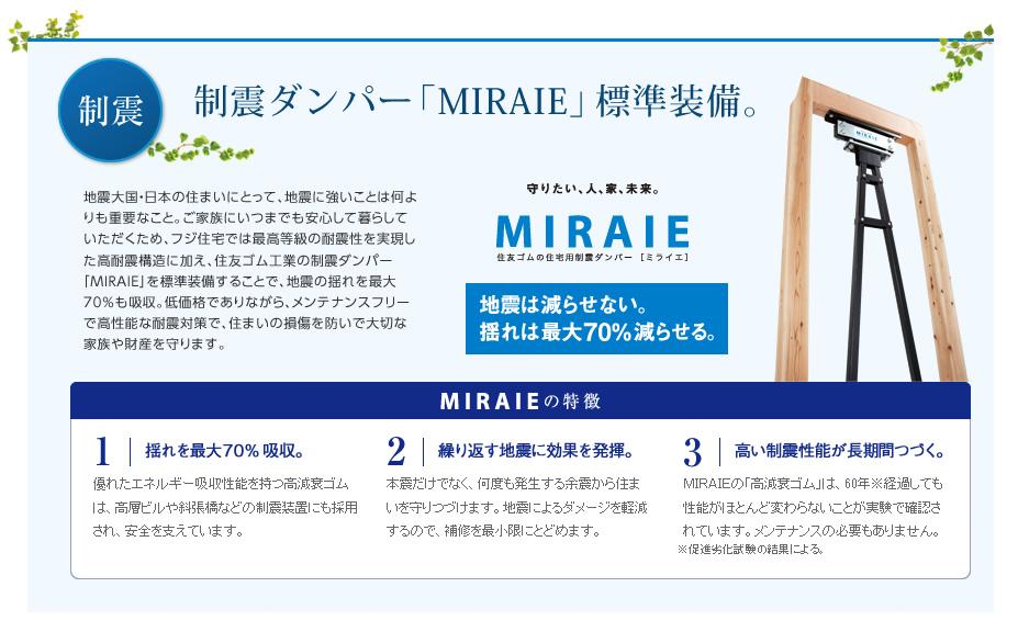  [Vibration Control] In addition to the high-earthquake-resistant structure of the highest grade, By standard equipped with a seismic damper "MIRAIE" of Sumitomo Rubber Industries, Also absorb up to 70% of the shaking of the earthquake.