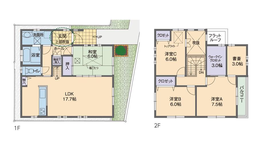 Other building plan example. Local 52 No. land model house plan (land area / 122.59m2, Building area / 109.32m2)