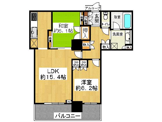 Floor plan. 2LDK, Price 26,800,000 yen, Occupied area 64.42 sq m , Balcony area 9.87 sq m
