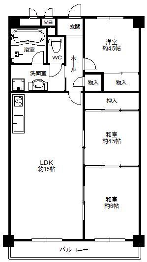 Floor plan. 3LDK, Price 9.3 million yen, Occupied area 66.18 sq m , Balcony area 7.32 sq m   ・ It is very beautiful in a room renovated