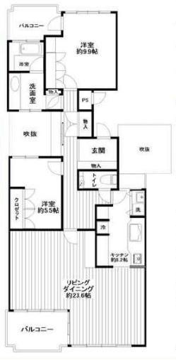 Floor plan. 2LDK, Price 19,800,000 yen, Footprint 108.43 sq m , Balcony area 15 sq m too wide floor plan, Please check once by all means.