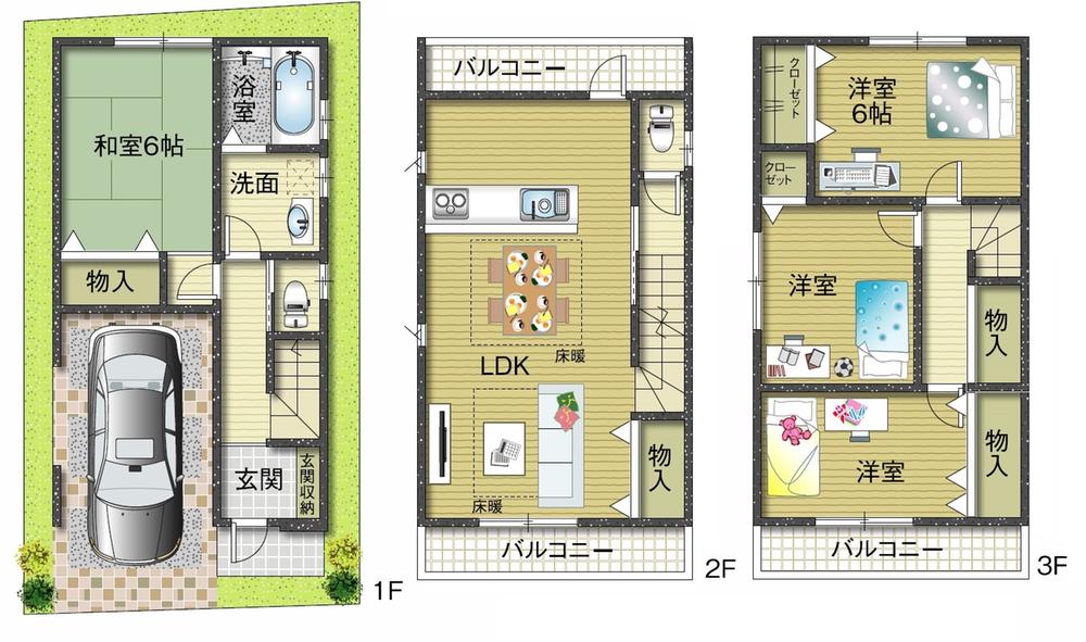 Floor plan. (No. 5 locations), Price 30,800,000 yen, 4LDK, Land area 57.84 sq m , Building area 110.16 sq m