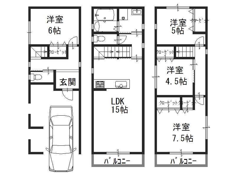 Floor plan. Price 29,800,000 yen, 4LDK, Land area 59.01 sq m , Building area 100 sq m