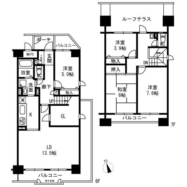 Floor plan. 4LDK, Price 22,800,000 yen, Footprint 105.28 sq m , Balcony area 23.51 sq m