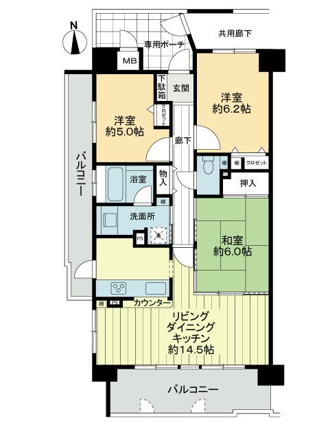 Floor plan. 3LDK, Price 21.9 million yen, Occupied area 70.72 sq m , Balcony area 18.48 sq m