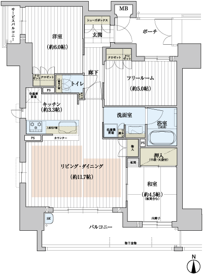Floor: 2LDK + F, the area occupied: 66.39 sq m, Price: TBD