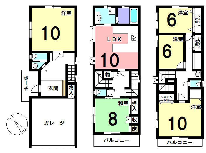 Floor plan. 35,800,000 yen, 5LDK, Land area 87.4 sq m , Building area 177.09 sq m