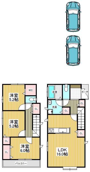 Floor plan. 33,800,000 yen, 3LDK, Land area 100.23 sq m , Building area 85.07 sq m