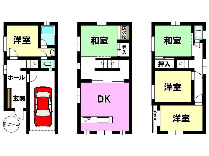 Floor plan. 10.8 million yen, 5DK, Land area 44.02 sq m , Building area 103.58 sq m